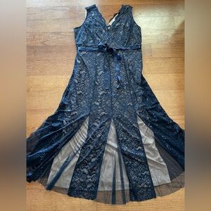 NWT Candalite Navy Sequin Babydoll Mesh Maxi Dress 2X Whimsigoth Prom Formal